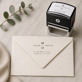 Retouradresstempel | Trouwkoppel Monogram Zelfinktende Stempel