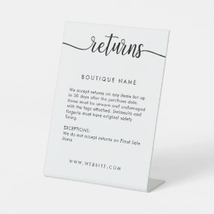 Retourbeleid Boutique Kledingzaak Reclamebord Met Voetstuk