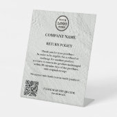 Retourbeleid Travertijn Retail Logo Business Reclamebord Met Voetstuk (Voorkant)