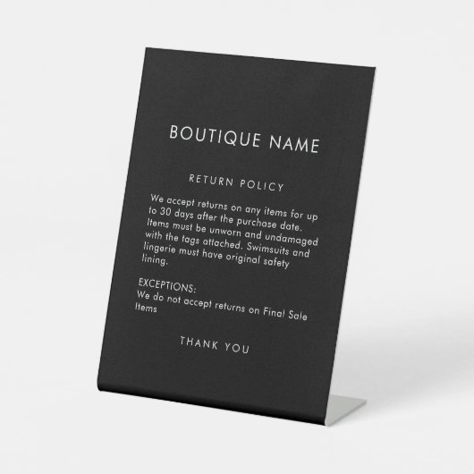 Retourbeleid voor Boutique Clothing Store Reclamebord Met Voetstuk (Voorkant)