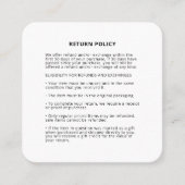 Retourbeleid voor merchandise met uw eigen Logo Vierkante Visitekaartje (Voorkant)