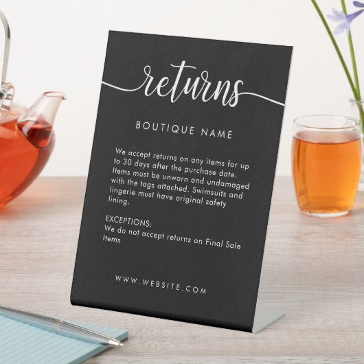Retourbeleid voor professionele winkels reclamebord met voetstuk (Insitu)