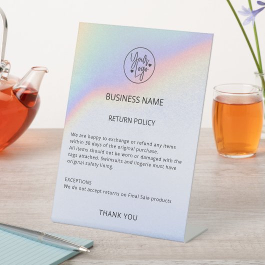 Retourbeleid Zakelijk Logo Winkel Regenboog Reclamebord Met Voetstuk (Insitu)