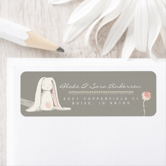 Retouretiket | Bloemenmeisje konijnendoop Etiket (Insitu)