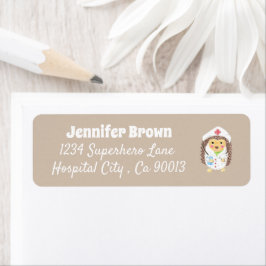 Retouretiketten van beige egelveearts etiket