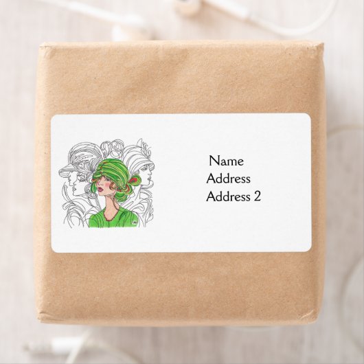Retourlabel Green Flapper Girl Etiket (Insitu)