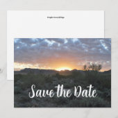 Retourlabel met woestijnscène op achtergrond save the date (Voorkant / Achterkant)