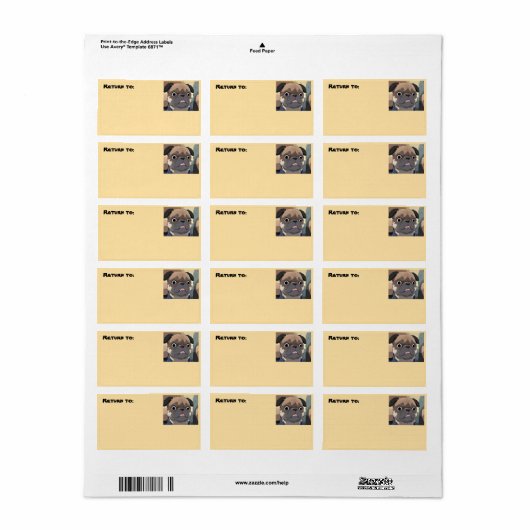 retourlabel mopshond etiket (Full Sheet)