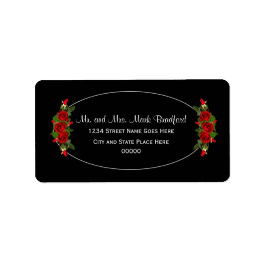 Retourlabels, brede, rode roos bruiloft Collectie Etiket (Voorkant)