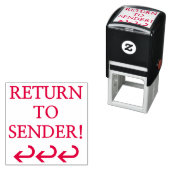 "RETOURNEER NAAR AFZENDER!" + Stempel met gekrulde (In situ)