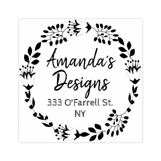 Retourzending bloemenkrans en bedrijfsadres rubberstempel (Afrduk)