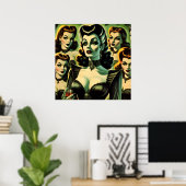Retr Gothic heksenmeisjes Poster (Thuiskantoor)