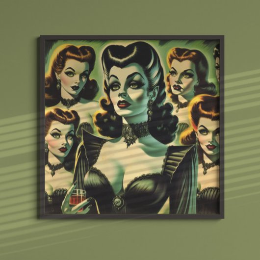 Retr Gothic heksenmeisjes Poster