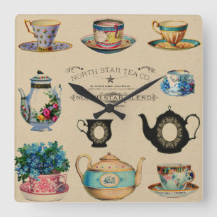 retrant Noord-Star Tea Blend Company Advert Vierkante Klok