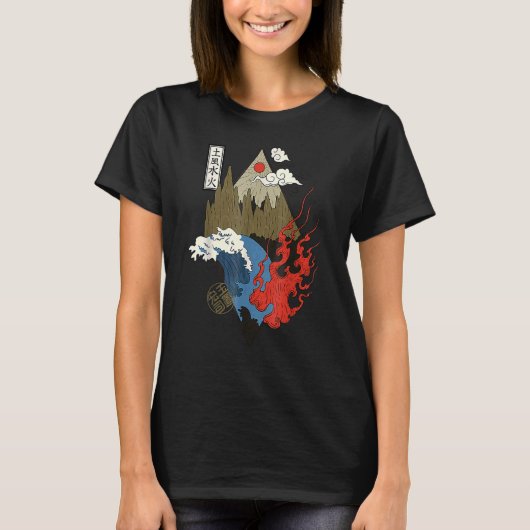 retrant vier elementen Japanse esthesie T-shirt (Voorkant)