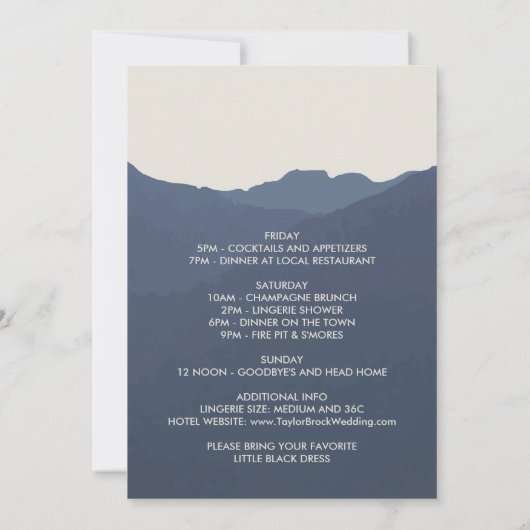 Retreat naar de Bachelorette Weekend in de bergen Kaart (Achterkant)