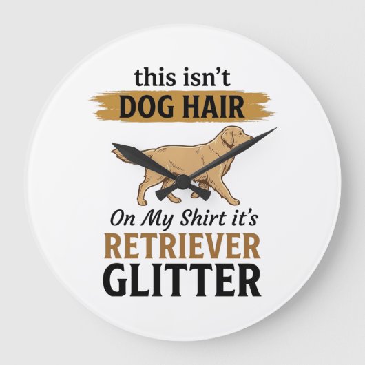 Retriever Glitter Grappige Hond Liefhebber Vintage Grote Klok (Voorkant)