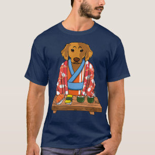 Retriever Golden Dog Kimono Kawaii Japanse Foodie T-shirt