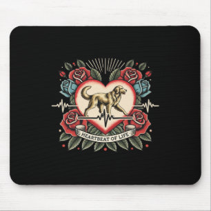 Retriever Heartbeat Tattoo Retro Rozen Hondenliefh Muismat
