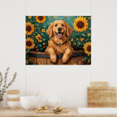 Retriever in een vat poster (Keuken)