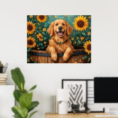 Retriever in een vat poster (Thuiskantoor)