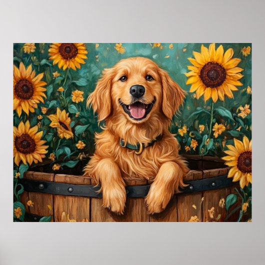 Retriever in een vat poster (Voorkant)