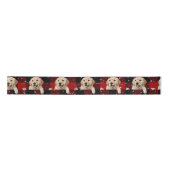 Retriever in Sneeuw op Buffalo Plaid Satijnen Lint (Voorkant)
