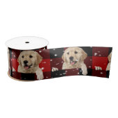 Retriever in Sneeuw op Buffalo Plaid Satijnen Lint (Spoel)