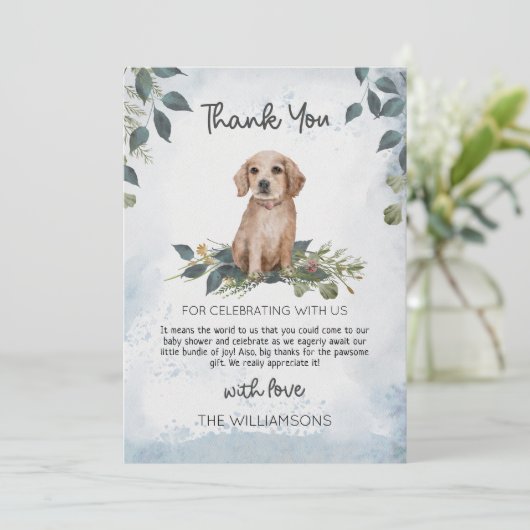 Retriever Puppy Waterverf Dog Baby shower Bedankkaart (Staand voorkant)
