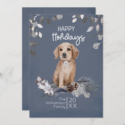 Retriever Puppy Waterverf Happy Feestdagenkaart (Voorkant / Achterkant)