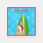 Retriever Santa Dog SurfboardZeemeeuw Kerstmis Servet (Voorkant)