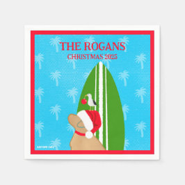 Retriever Santa Dog SurfboardZeemeeuw Kerstmis Servet