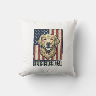 Retriever Vader Vintage Hond Vlag Shirt Ontwerp_1 Kussen