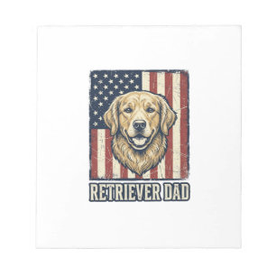 Retriever Vader Vintage Hond Vlag Shirt Ontwerp_1 Notitieblok