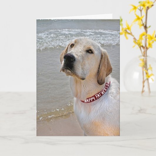 Retriever voor Vaderdag Kaart (Gele Bloem)