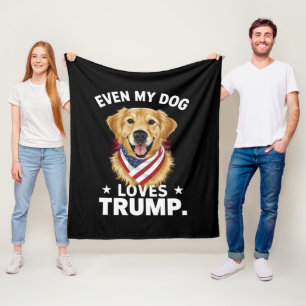 Retriever Zelfs Mijn Hond Houdt van Trump USA Vlag Fleece Deken