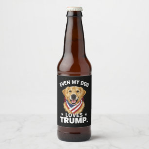 Retriever Zelfs Mijn Hond Loves Trump USA Vlag Bier Etiket