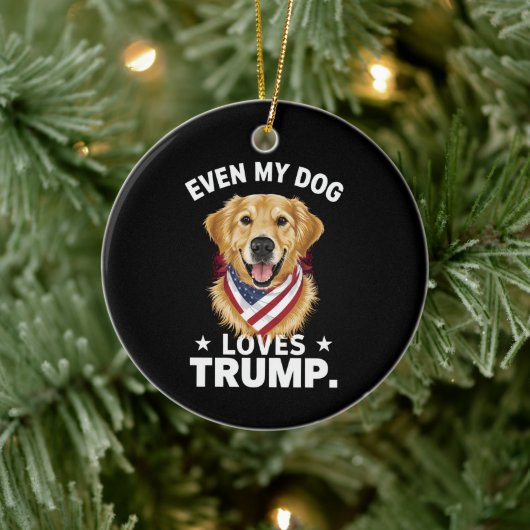 Retriever Zelfs Mijn Hond Loves Trump USA Vlag Keramisch Ornament (Boom)