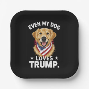 Retriever Zelfs Mijn Hond Loves Trump USA Vlag Papieren Bordje