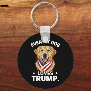 Retriever Zelfs Mijn Hond Loves Trump USA Vlag Sleutelhanger