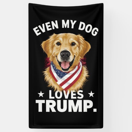 Retriever Zelfs Mijn Hond Loves Trump USA Vlag Spandoek (Verticaal)