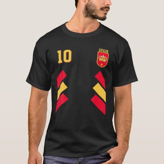 Retro10 Spaans Football Spanje Voetbal Spanje T-shirt (Voorkant)