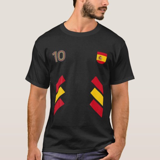 Retro10 Spanje Football Spanje Voetbal Spanje Vlag T-shirt (Voorkant)