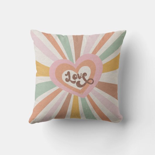 Retro70s Hippy Love Groovy Pink Peach Mint  Kussen (Achterkant)