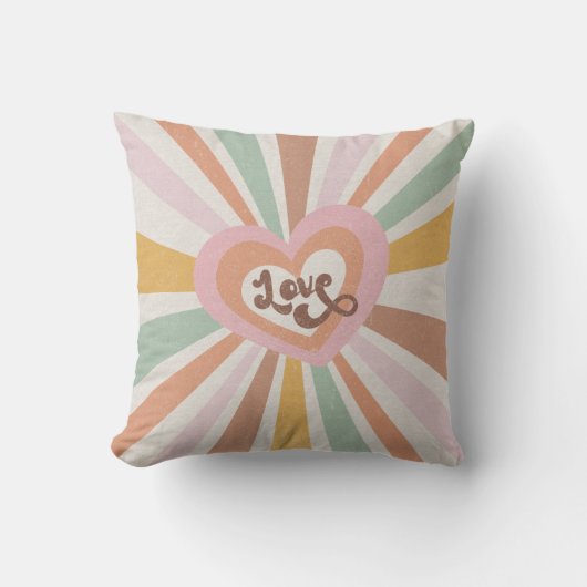Retro70s Hippy Love Groovy Pink Peach Mint  Kussen (Voorkant)