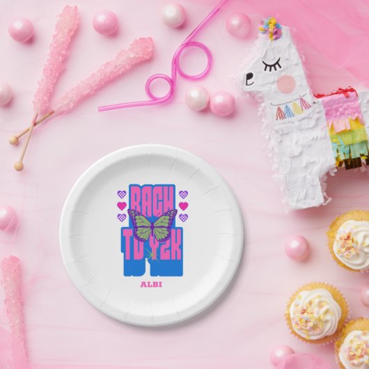 retro 00s vrijgezellenfeest papieren bordje (Feest)