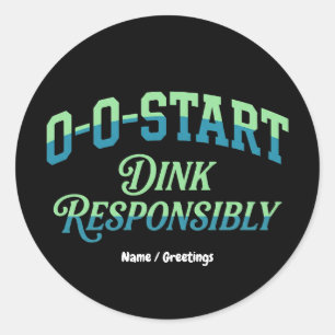 Retro 0-0-Start Court Esthetiek Minimaal Picklebal Ronde Sticker
