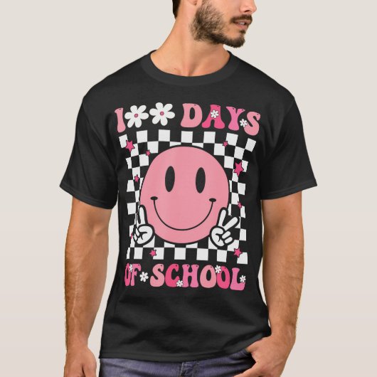 Retro 100 dagen Kinder schoolleraren 100e dag F T-shirt (Voorkant)