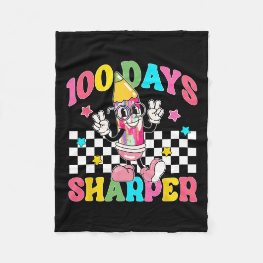 Retro 100 dagen scherper klein potlood 100ste dag fleece deken (Voorkant)