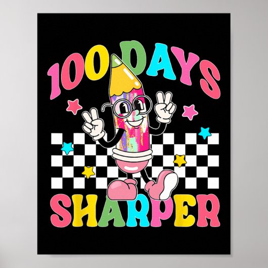 Retro 100 dagen scherper klein potlood 100ste dag poster (Voorkant)